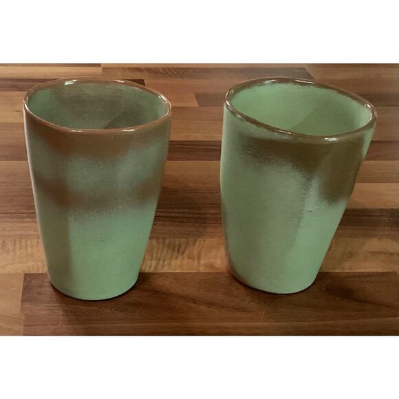 Frankoma Prairie Green 5L Set of 2 Tumblers 5” - Picture 3 of 10